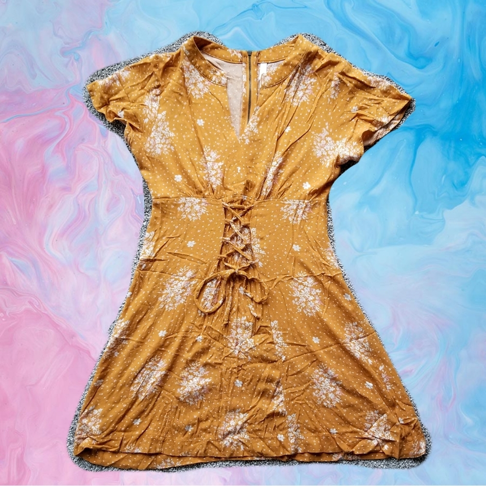 Lace-up front corset dress